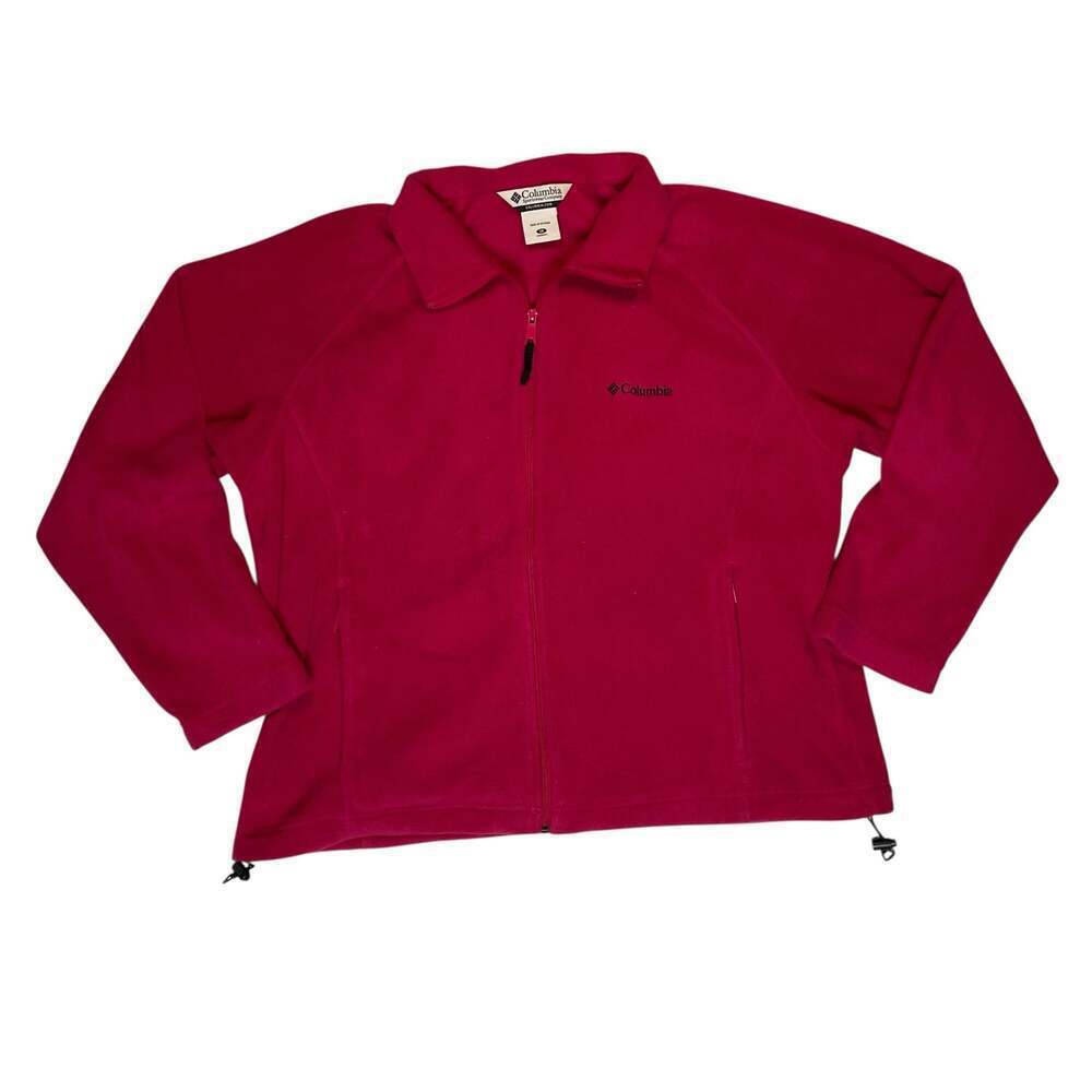 Columbia Fleece Jacket Womens 1X Red Full Zip Outdoor Coat